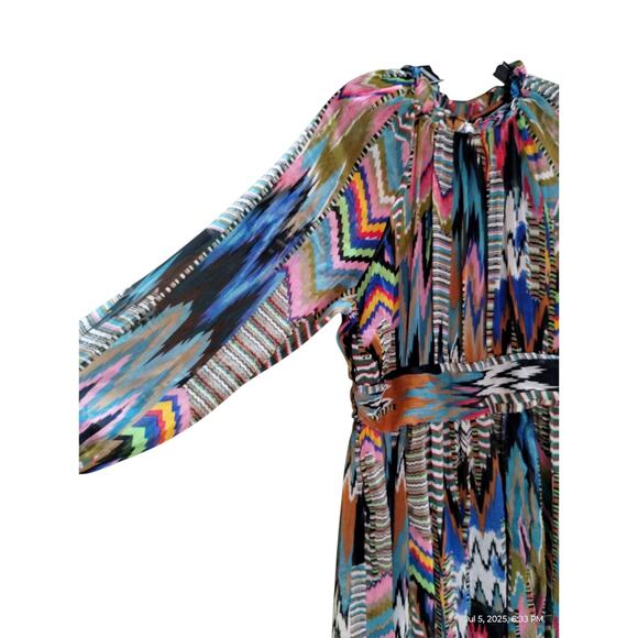 Kassually Womens size Large Flowy Sheer Boho Colorful Artsy Abstract Print Dress - Picture 2 of 9